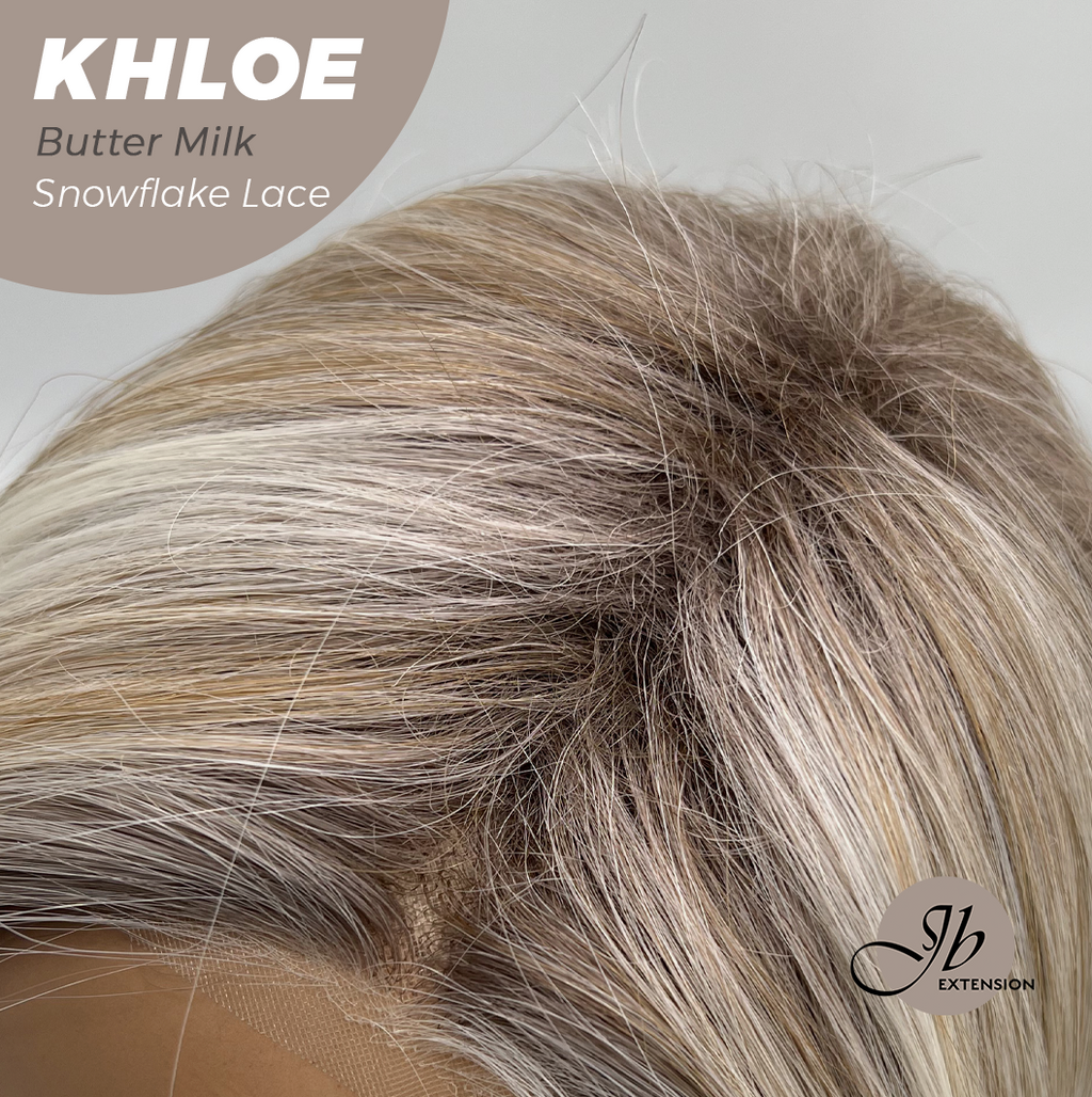 JBEXTENSION 12 Inches Bob Cut Butter Milk Pre-Cut Snowflake Lace Frontlace Glueless Wig KHLOE BUTTER MILK【PERMATEASE】【BENDY EAR TABS】- M/L
