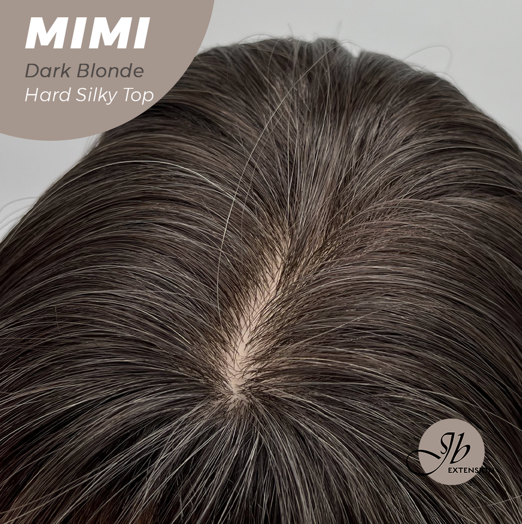 HOT OF SEASON - Inches Scalpiana 3.5X4 Hard Silky Top Natural Scalp Effect Dark Blonde Body Wave Wig With Bangs Wig MIMI SILK TOP DARK BLONDE