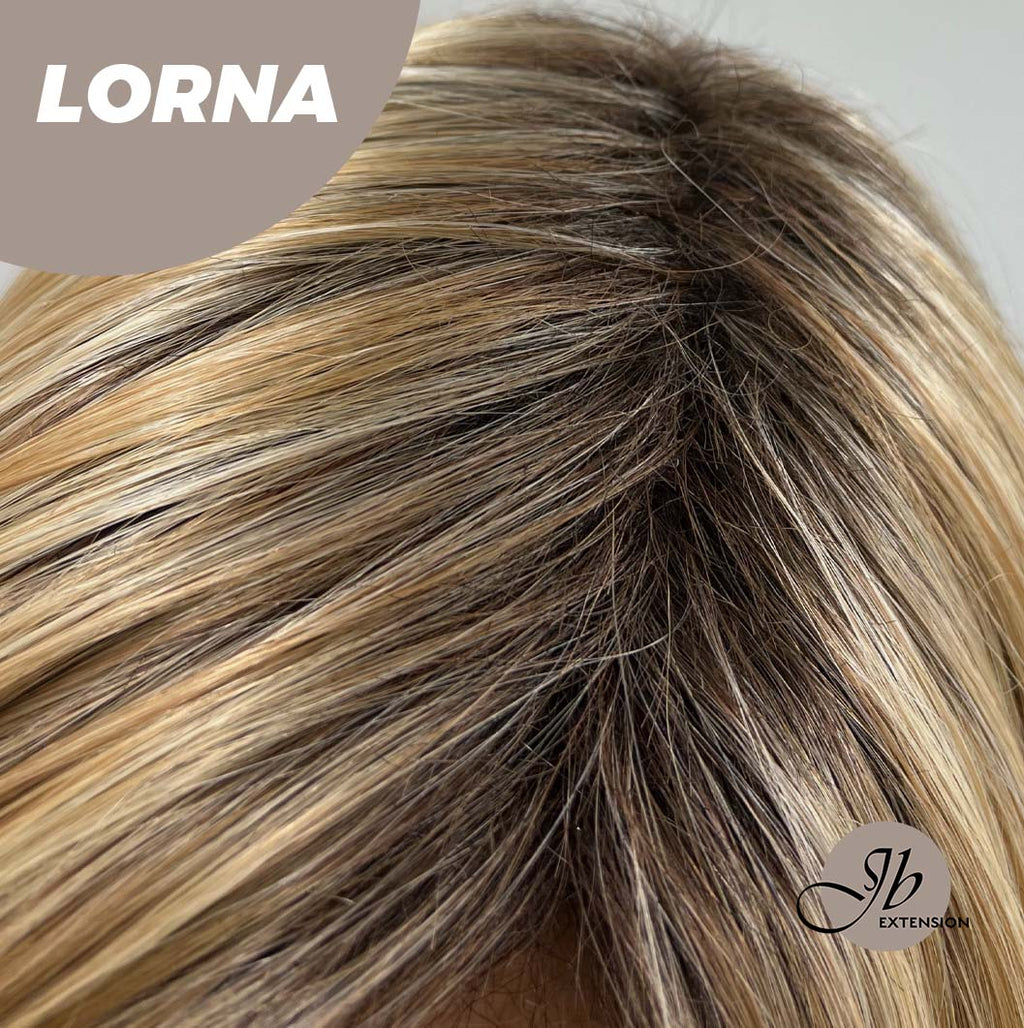 HOT OF SEASON - 18 Inches Blonde Curly Women Fashion Full Machine Wig With Bangs LORNA【PLUS PERMATEASE】【BENDY EAR TABS】