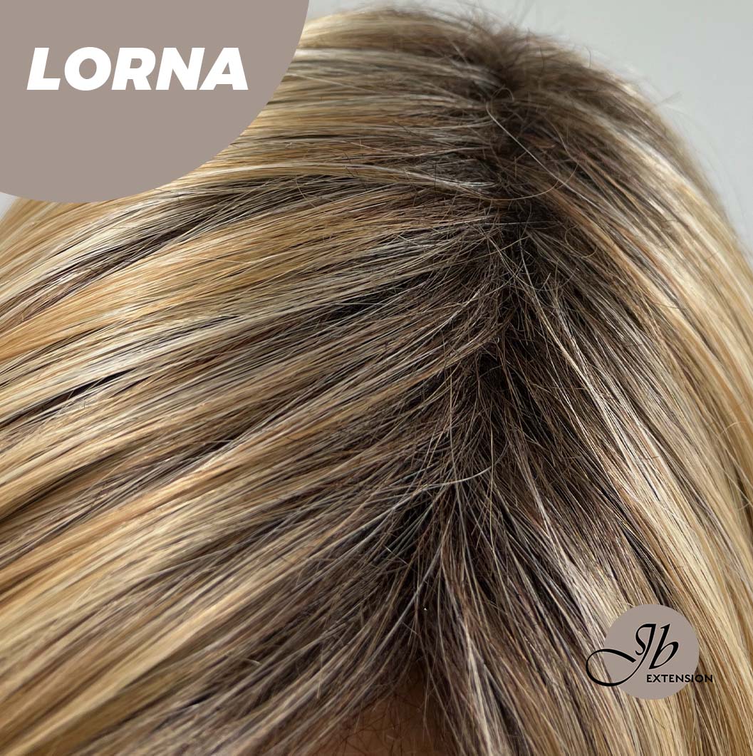 HOT OF SEASON - 18 Inches Blonde Curly Women Fashion Full Machine Wig With Bangs LORNA【PLUS PERMATEASE】【BENDY EAR TABS】