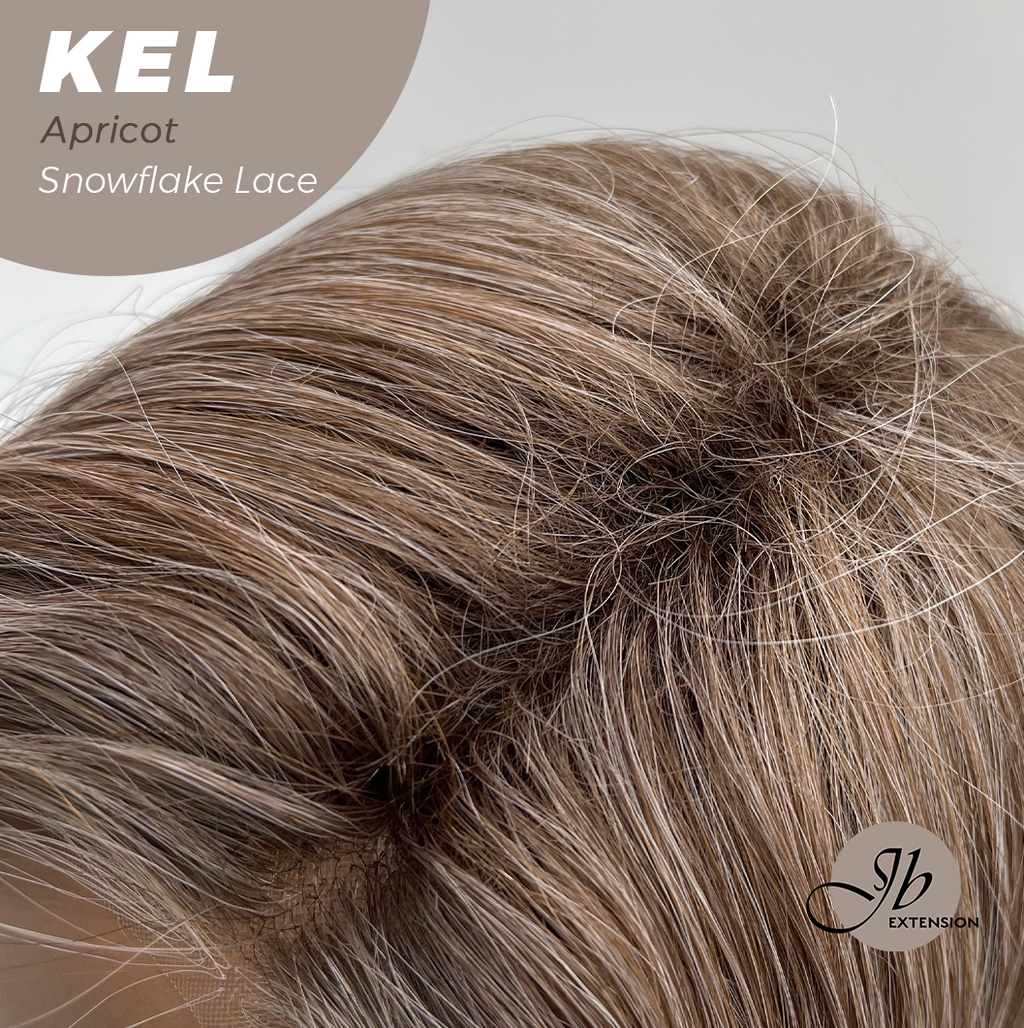 JBEXTENSION 22 Inches Apricot Pre-Cut Snowflake Lace Frontlace Glueless Wig KEL APRICOT【PERMATEASE】【BENDY EAR TABS】- M/L