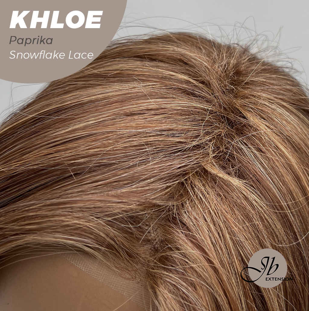 JBEXTENSION 12 Inches Bob Cut Paprika Pre-Cut Snowflake Lace Frontlace Glueless Wig KHLOE PAPRIKA【PERMATEASE】【BENDY EAR TABS】- M/L