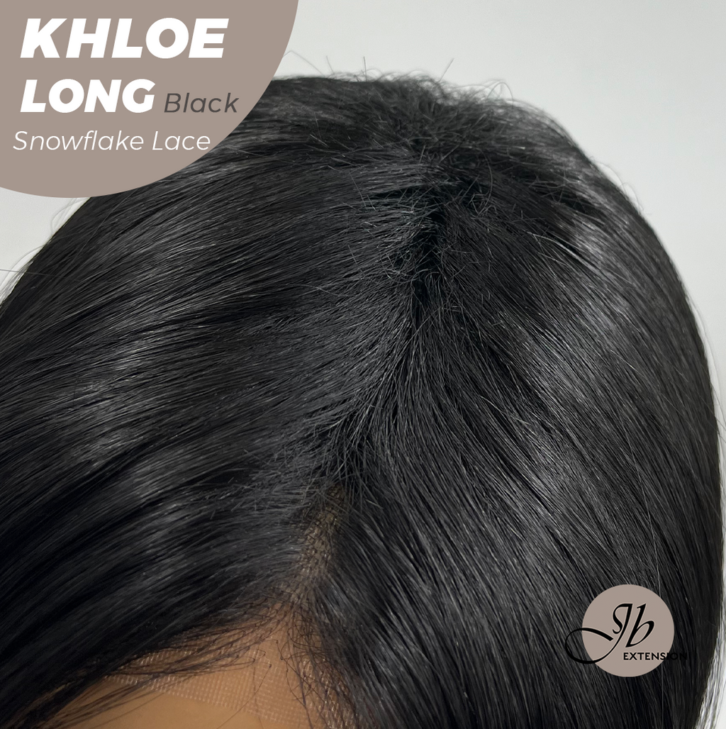 SNOWFLAKE LACE- JBEXTENSION 18 Inches Black Pre-Cut Snowflake Lace Frontlace Glueless Wig KHLOE LONG BLACK【PERMATEASE】【BENDY EAR TABS】