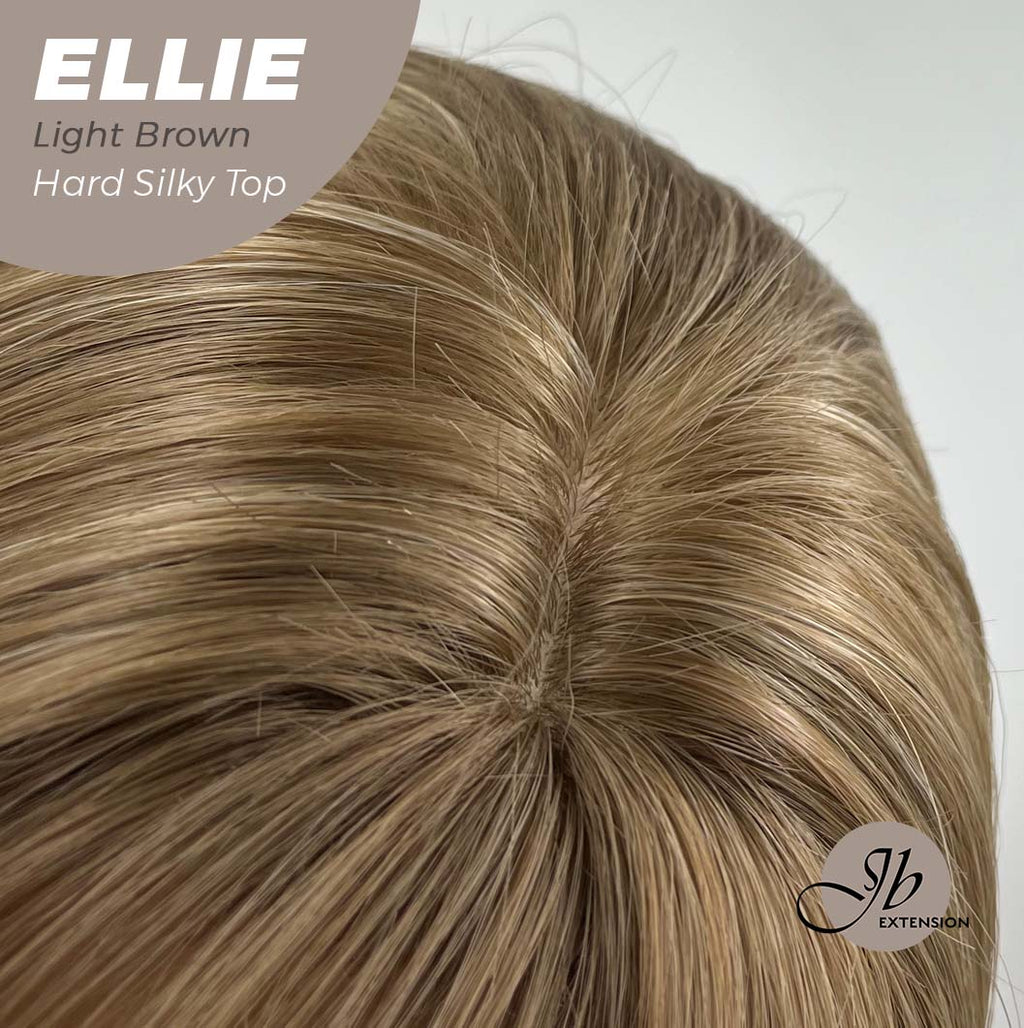 JBEXTENSION 26 Inches Scalpiana Light Brown Wolf Cut 3.5X4 Hard Silky Top Natural Scalp Effect Wig With Bangs ELLIE LIGHT BROWN Silk Top