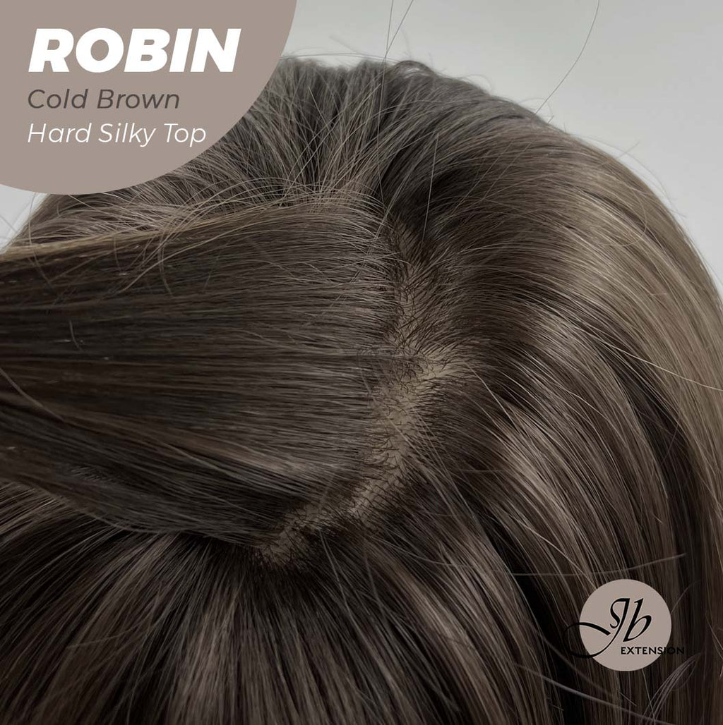 JBEXTENSION 22 Inches  Scalpiana Cold Brown Wolf Cut 3.5X4 Hard Silky Top Natural Scalp Effect Wig ROBIN COLD BROWN