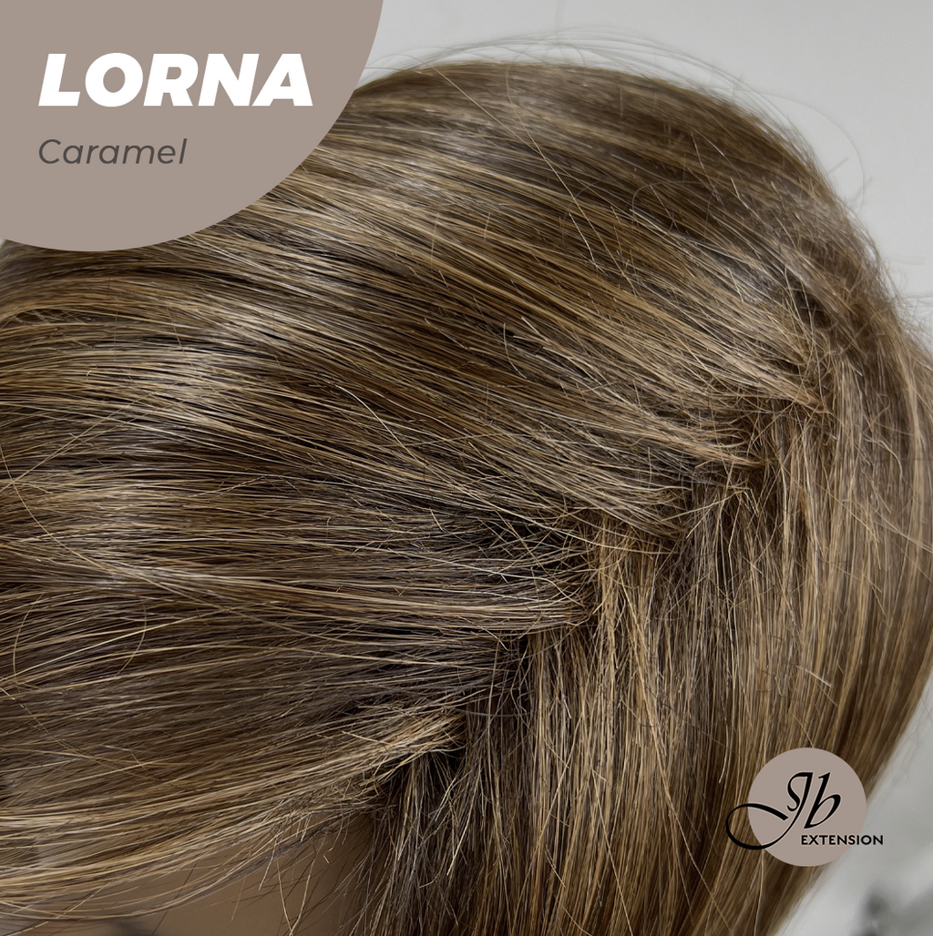 HOT OF SEASON -18 Inches Caramel Curly Women Fashion Full Machine Wig With Bangs LORNA CARAMEL【PLUS PERMATEASE】【BENDY EAR TABS】