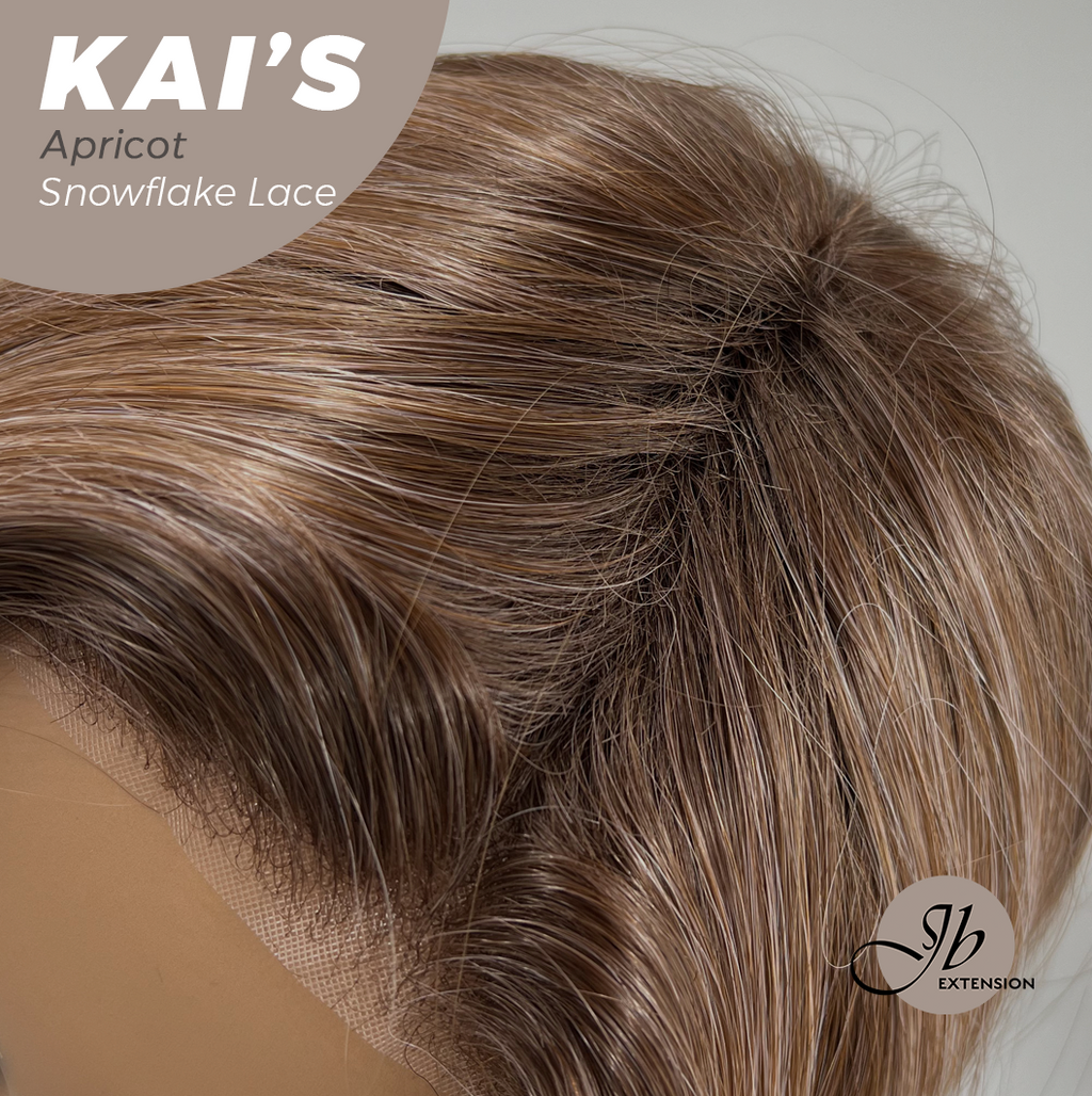 JBEXTENSION 18 Inches Apricot Pre-Cut Snowflake Lace Frontlace Glueless Wig KAI'S APRICOT【PERMATEASE】【BENDY EAR TABS】