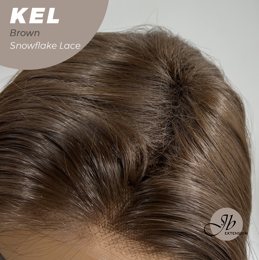 JBEXTENSION 22 Inches Brown Pre-Cut Snowflake Lace Frontlace Glueless Wig KEL BROWN【PERMATEASE】【BENDY EAR TABS】- M/L