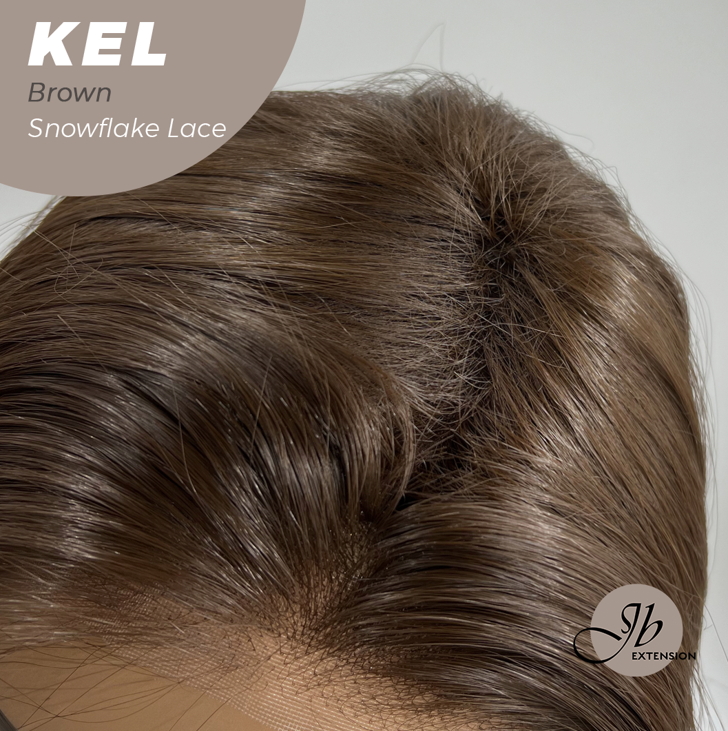 JBEXTENSION 22 Inches Brown Pre-Cut Snowflake Lace Frontlace Glueless Wig KEL BROWN【PERMATEASE】【BENDY EAR TABS】- M/L