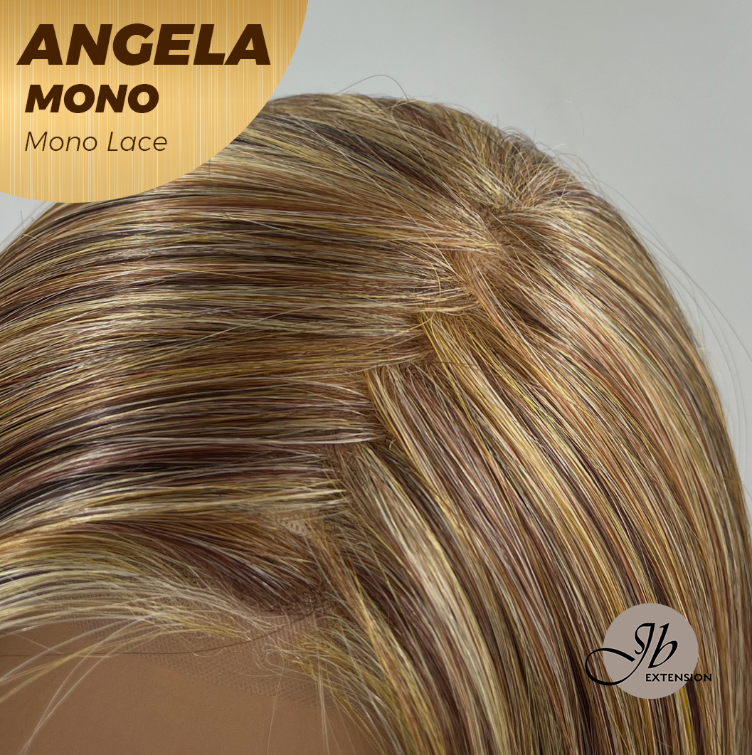 JBEXTENSION ANGELA MONO Monofilament Handmade Wig 6X5 Full Monofilament Hand Tied Top Wig 16 Inches Crème Caramel Mono Lace Wig With Anti-slip Silicone Strips Glueless Wig ANGELA MONO【BENDY EAR TABS】