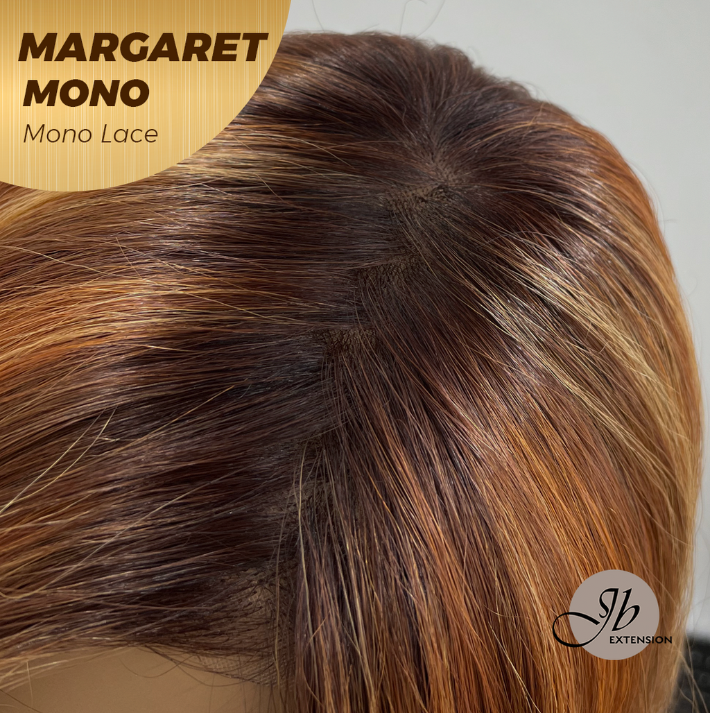 JBEXTENSION MARGARET MONO Monofilament Handmade Wig 6X5 Full Monofilament Hand Tied Top Wig 20 Inches Light Copper Mono Lace Handmade Futura Fiber Wig With Anti-slip Silicone Strips Glueless Wig MARGARET MONO【BENDY EAR TABS】