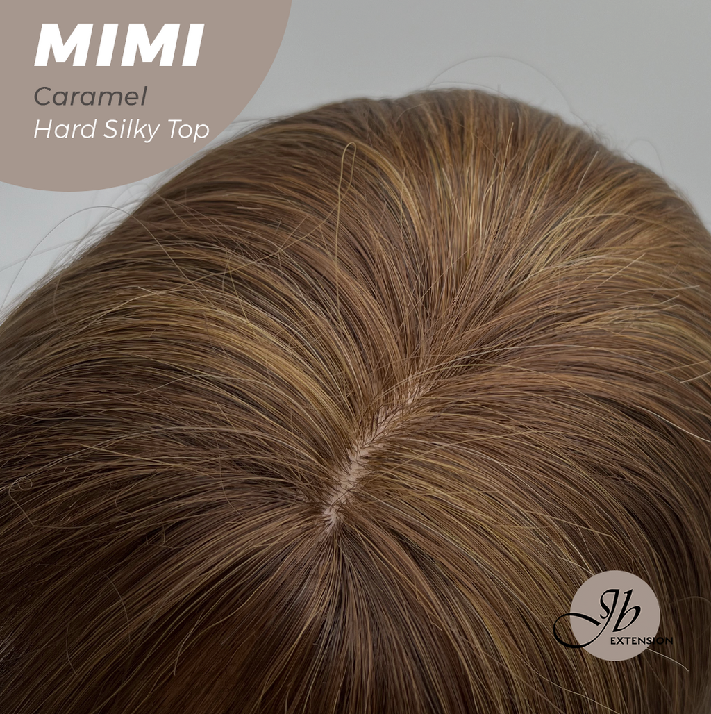 JBEXTENSION 16 Inches Scalpiana 3.5X4 Hard Silky Top Natural Scalp Effect Caramel Body Wave Wig With Bangs Wig MIMI SILK TOP CARAMEL