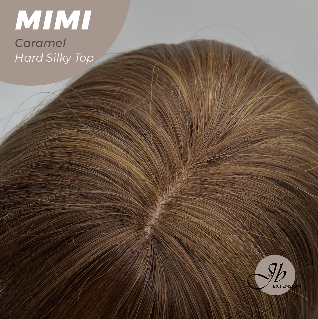 JBEXTENSION 16 Inches Scalpiana 3.5X4 Hard Silky Top Natural Scalp Effect Caramel Body Wave Wig With Bangs Wig MIMI SILK TOP CARAMEL