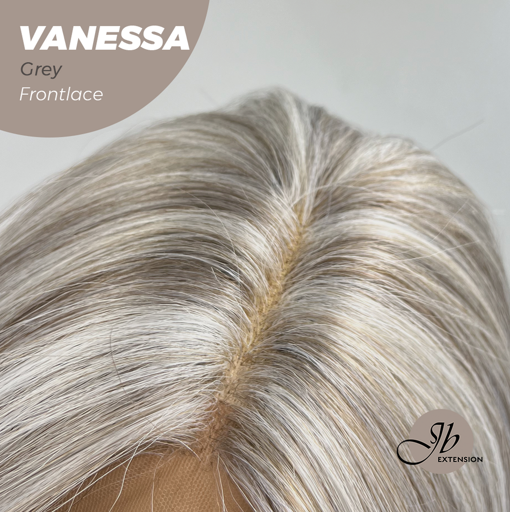 Nichole's Selection - 26 Inches Curly Grey Pre-Cut Frontlace Wig VANESSA GREY