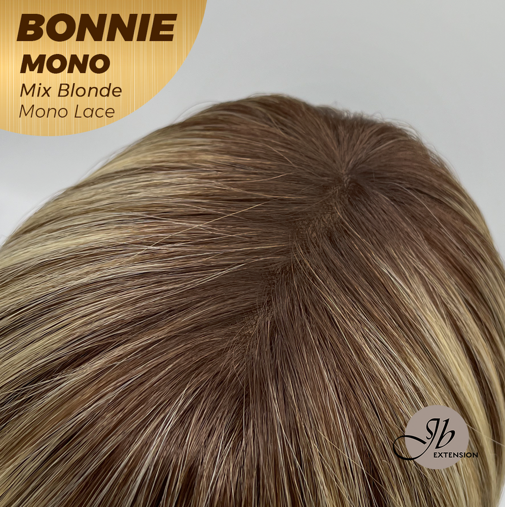 [PRE-ORDER] JBEXTENSION BONNIE MONO MIX BLONDE Full Monofilament Handmade Full Lace Full Hand Tied Wig 12 Inches Mix Blonde With Dark Root Mono Lace Handmade Futura Fiber Glueless Wig BONNIE MONO MIX BLONDE【BENDY EAR TABS】