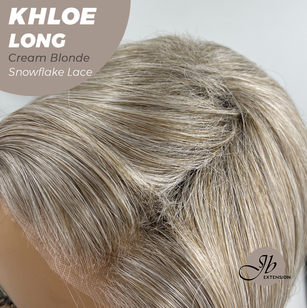 JBEXTENSION 18 Inches Cream Blonde Pre-Cut Snowflake Lace Frontlace Glueless Wig KHLOE LONG CREAM BLONDE【PERMATEASE】【BENDY EAR TABS】