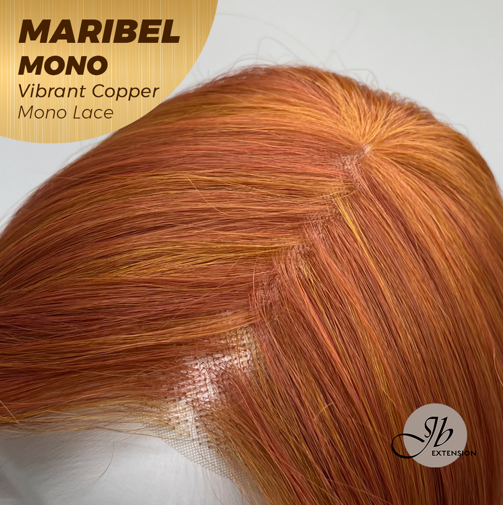 JBEXTENSION MARIBEL MONO VIBRANT COPPER Monofilament Handmade Wig 6X5 Full Monofilament Hand Tied Top Wig 16 Inches Vibrant Copper Wave Mono Lace Wig With Anti-slip Silicone Strips Glueless Wig MARIBEL MONO VIBRANT COPPER【BENDY EAR TABS】