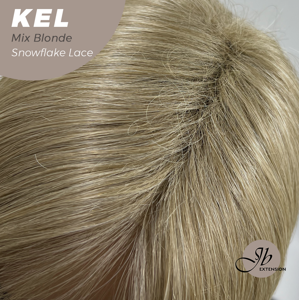 JBEXTENSION 22 Inches Mix Blonde Pre-Cut Snowflake Lace Frontlace Glueless Wig KEL MIX BLONDE【PERMATEASE】【BENDY EAR TABS】- S/M