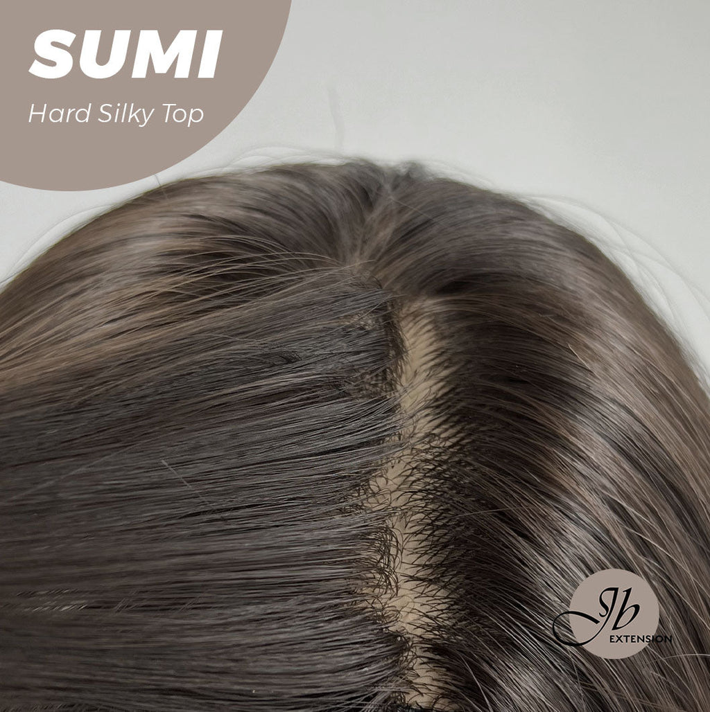 JBEXTENSION 24 Inches Scalpiana Wave Midnight Brown( Black/Brown) 3.5X4 Hard Silky Top Natural Scalp Effect Wig With Curtain Bang SUMI