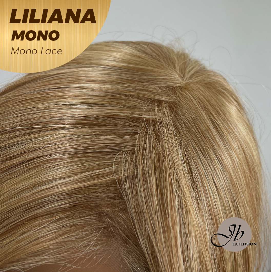 JBEXTENSION LILIANA MONO Full Monofilament Handmade Full Lace Full Hand Tied Wig 18 Inches Honey Blonde Mono Lace Handmade Futura Fiber Wig Glueless Wig LILIANA MONO【BENDY EAR TABS】