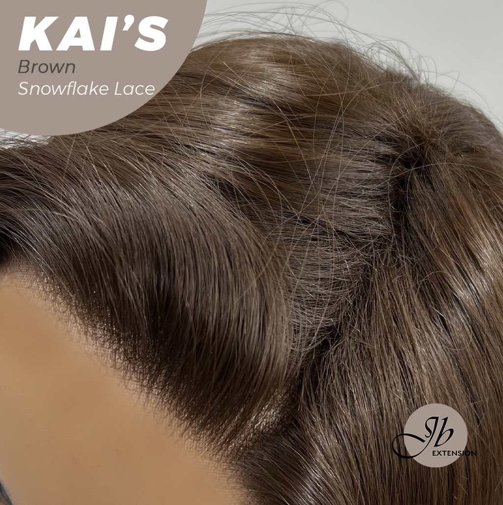 JBEXTENSION 18 Inches Brown Pre-Cut Snowflake Lace Frontlace Glueless Wig KAI'S BROWN【PERMATEASE】【BENDY EAR TABS】