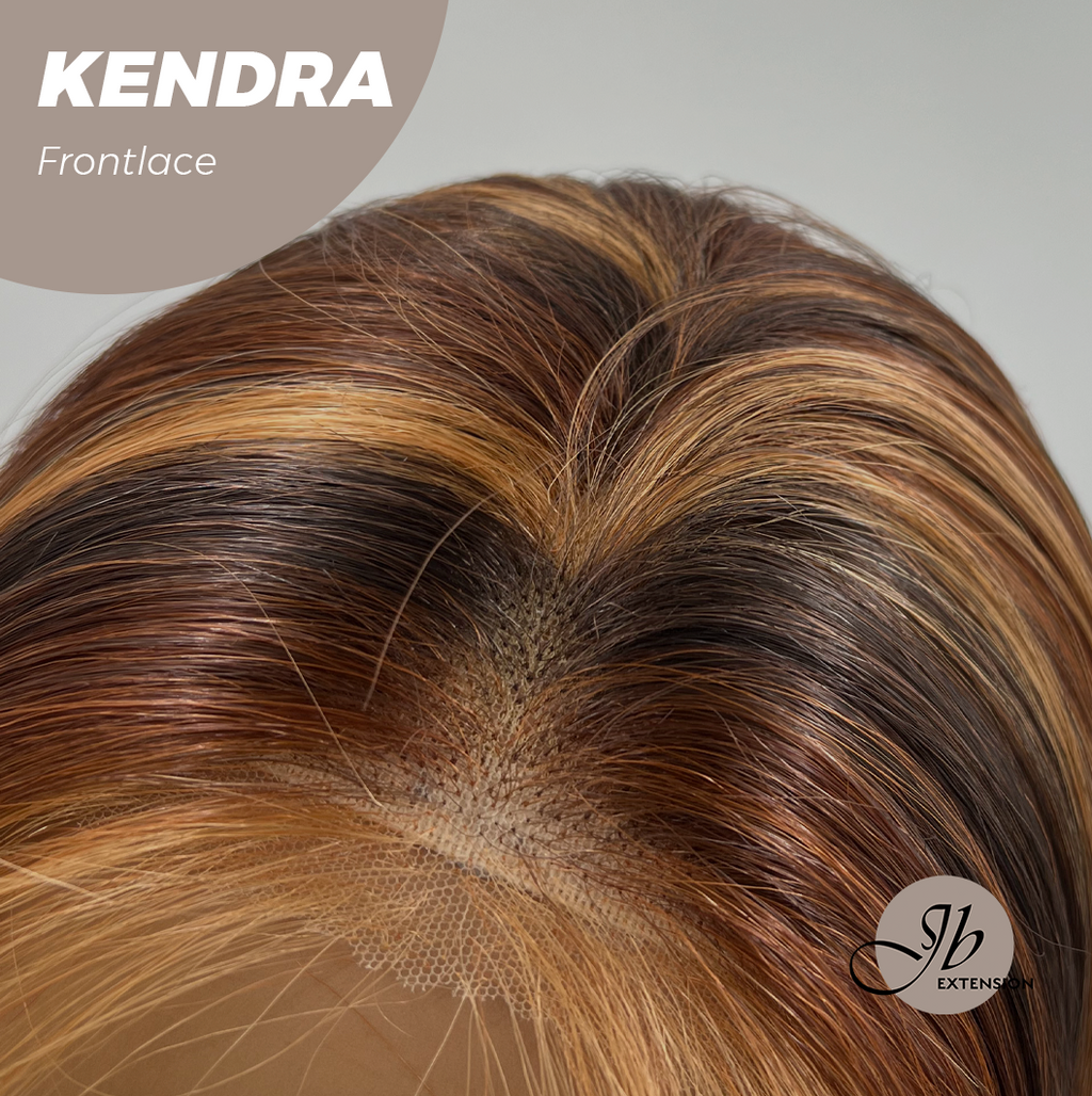 JBEXTENSION 16 Inches Auburn Highlight Pre-Cut Frontlace Glueless Wig KENDRA