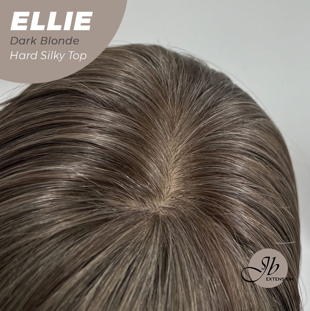 JBEXTENSION 26 Inches Scalpiana Dark Blonde Wolf Cut 3.5X4 Hard Silky Top Natural Scalp Effect Wig With Bangs ELLIE DARK BLONDE Silk Top