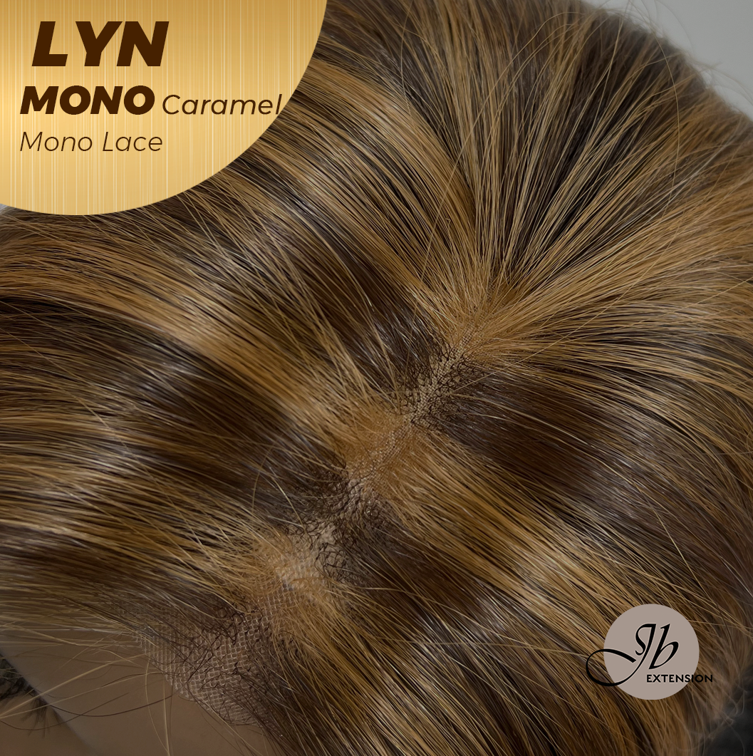 JBEXTENSION LYN MONO Partial Monofilament Wig 17 Inches Caramel Partial Mono Lace Glueless Wig LYN MONO CARAMEL【BENDY EAR TABS】