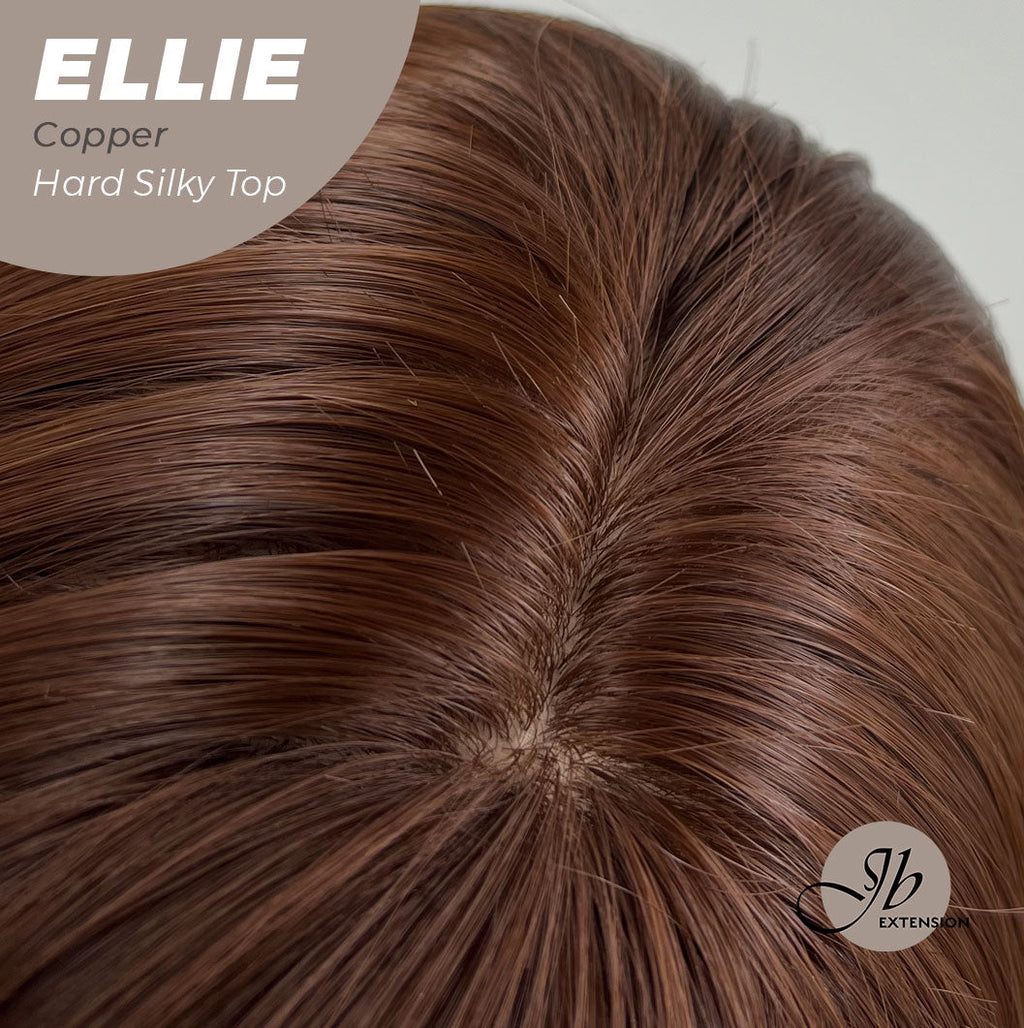 JBEXTENSION 26 Inches Scalpiana Copper Wolf Cut 3.5X4 Hard Silky Top Natural Scalp Effect Wig With Bangs ELLIE COPPER Silk Top