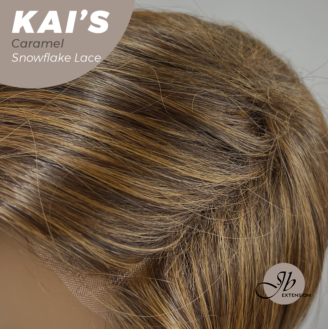 JBEXTENSION 18 Inches Caramel Pre-Cut Snowflake Lace Frontlace Glueless Wig KAI'S CARAMEL【PERMATEASE】【BENDY EAR TABS】