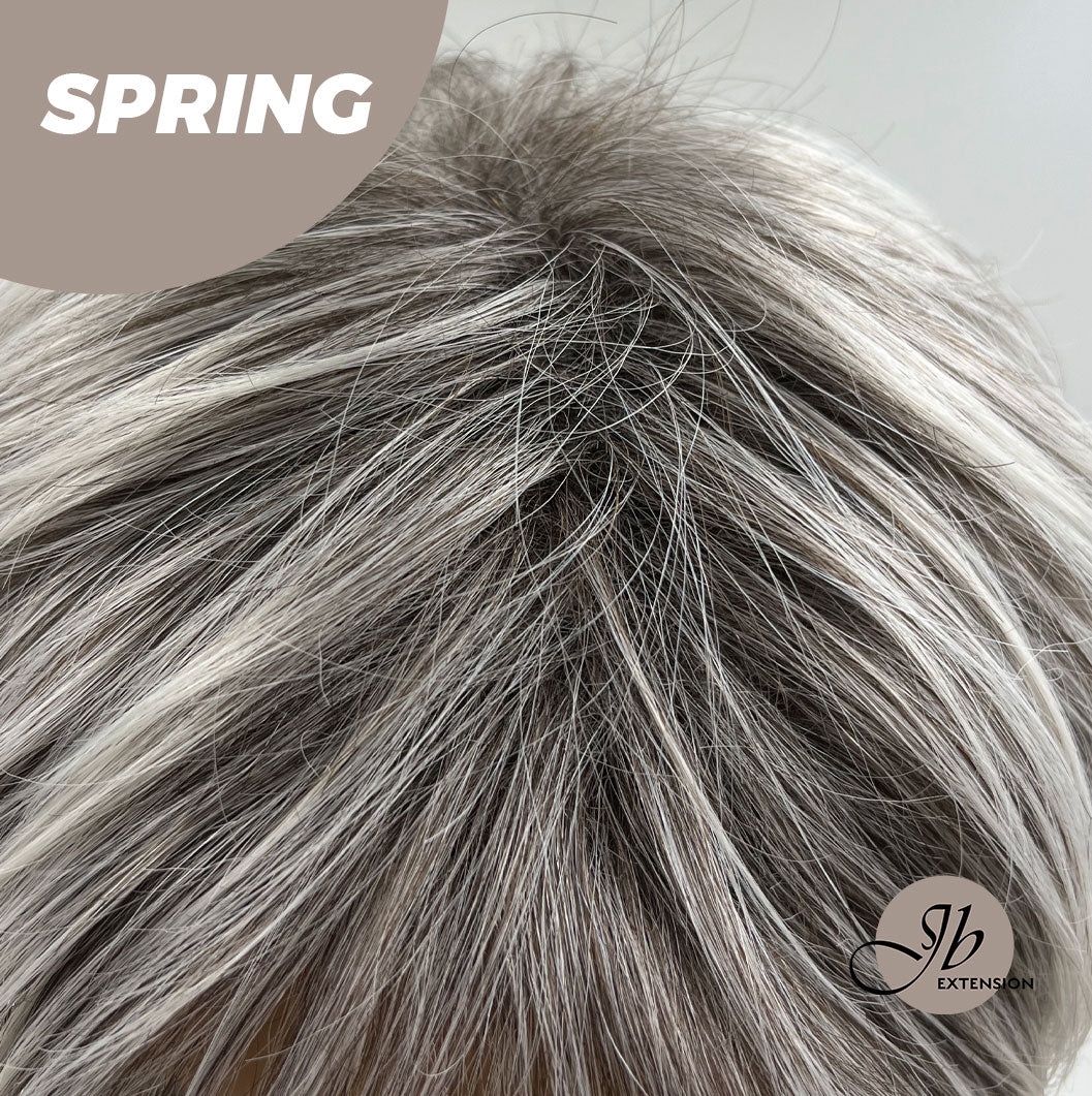 Rachel's Pick-Get Pixie Cut Silver Half Real Human Hair Half Futura Fiber Fashion Women Wig SPRING