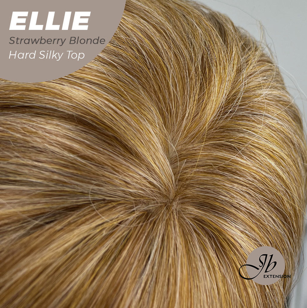 JBEXTENSION 26 Inches Scalpiana Strawberry Blonde Wolf Cut 3.5X4 Hard Silky Top Natural Scalp Effect Wig With Bangs ELLIE STRAWBERRY BLONDE Silk Top