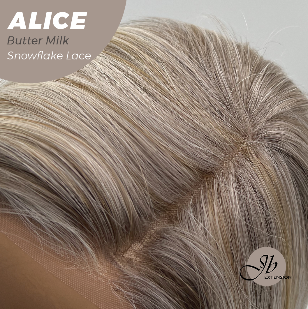 JBEXTENSION 12 Inches Butter Milk Pre-Cut Side Part Snowflake Lace Frontlace Glueless Wig ALICE BUTTER MILK【BENDY EAR TABS】- S/M