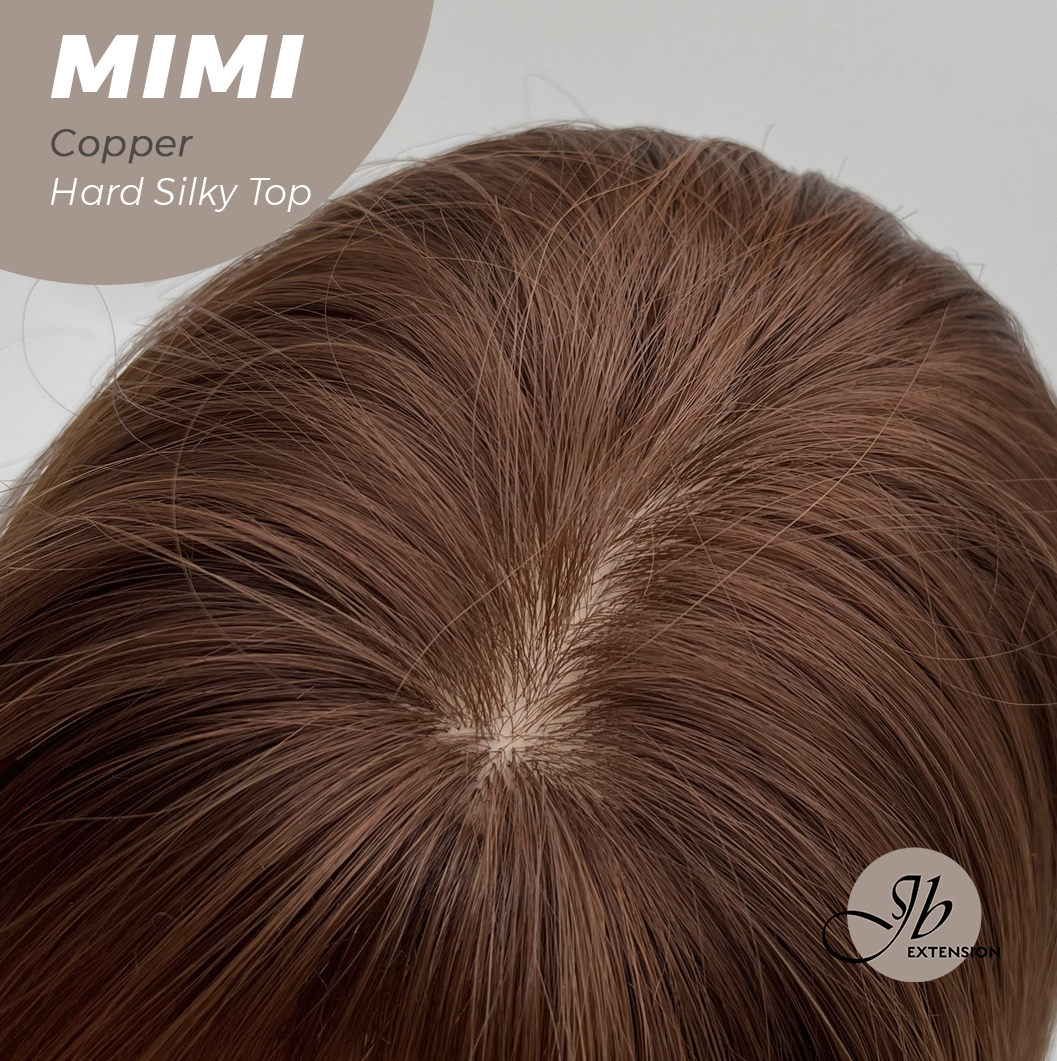 HOT OF SEASON - 16 Inches Scalpiana 3.5X4 Hard Silky Top Natural Scalp Effect Copper Body Wave Wig With Bangs Wig MIMI SILK TOP COPPER