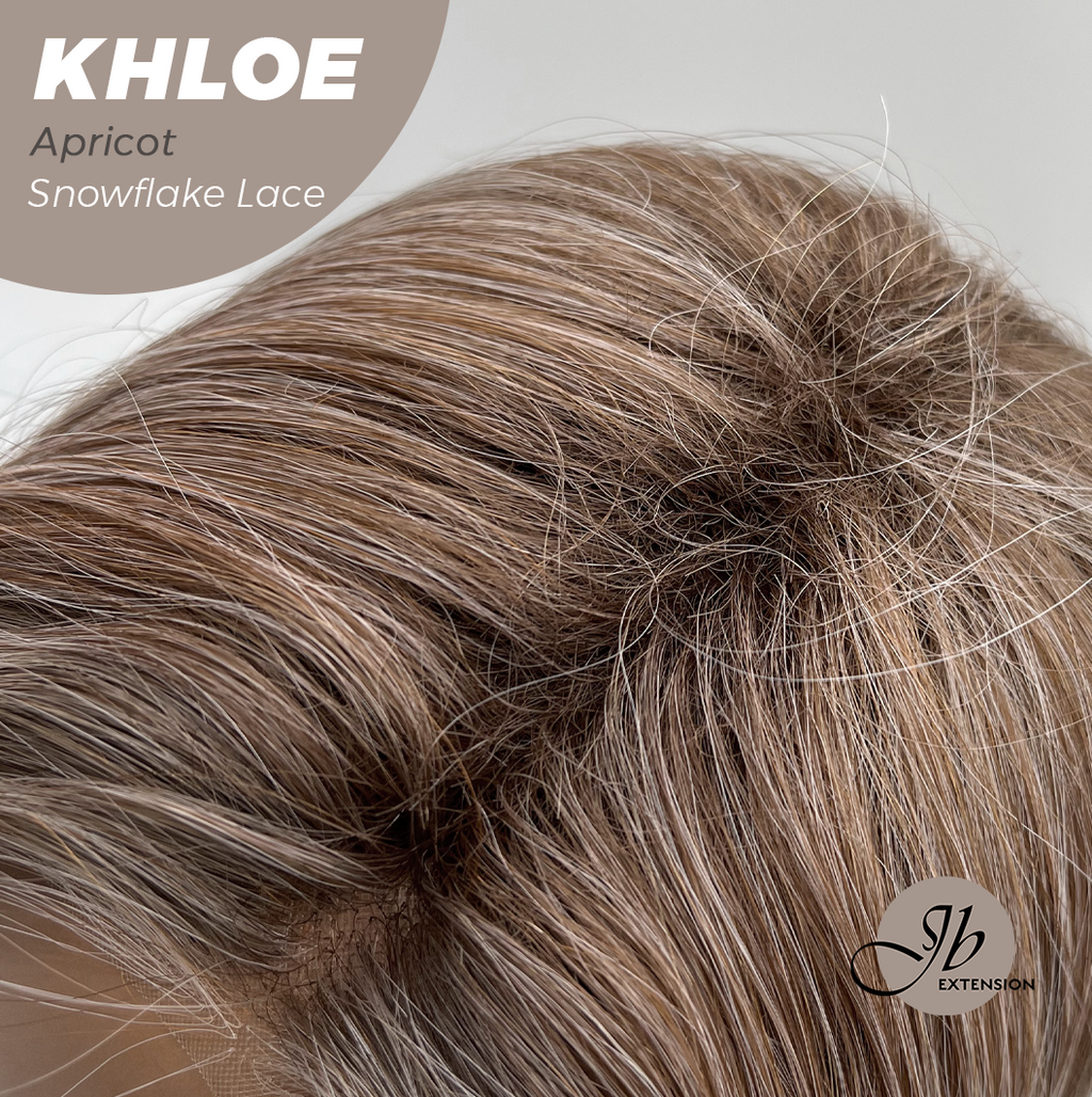 JBEXTENSION 12 Inches Bob Cut Apricot Pre-Cut Snowflake Lace Frontlace Glueless Wig KHLOE APRICOT【PERMATEASE】【BENDY EAR TABS】- M/L