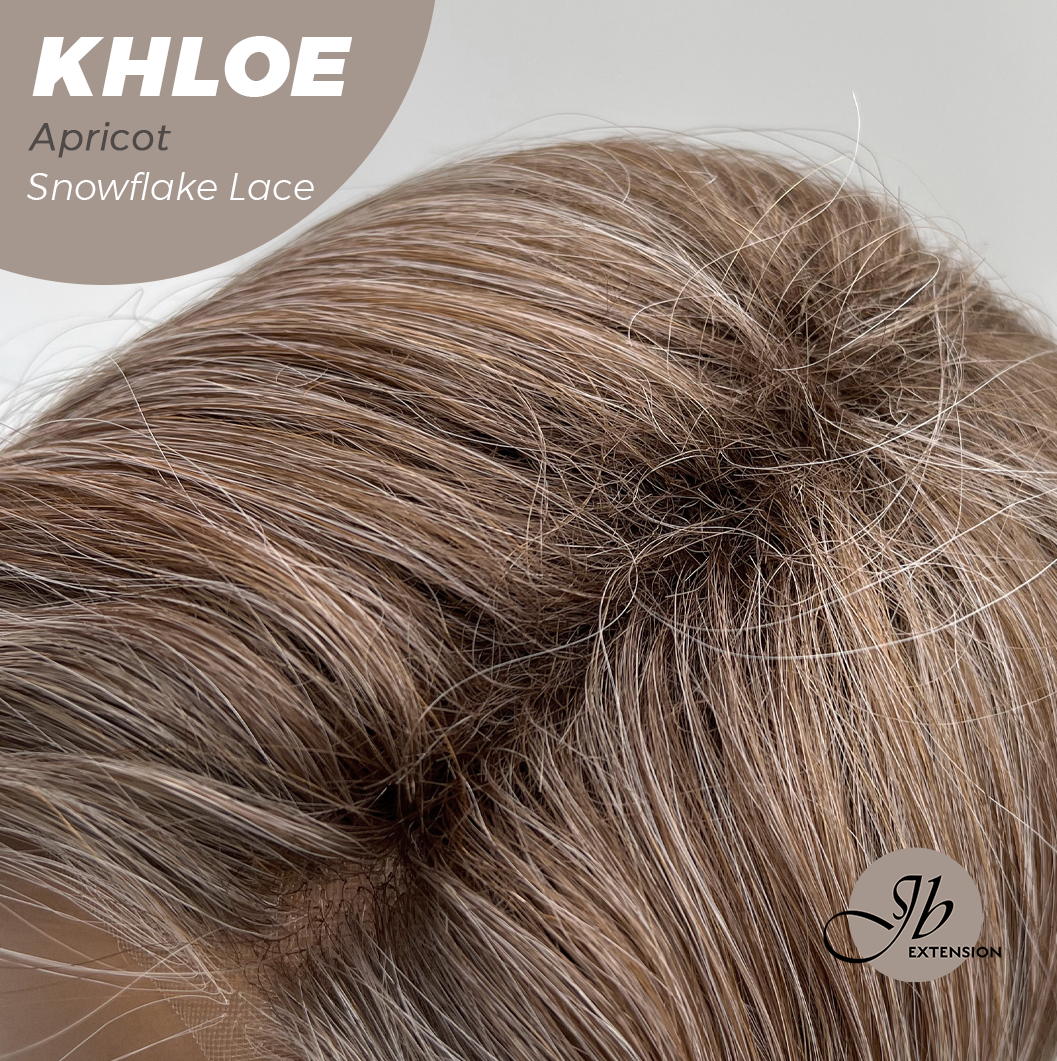 JBEXTENSION 12 Inches Bob Cut Apricot Pre-Cut Snowflake Lace Frontlace Glueless Wig KHLOE APRICOT【PERMATEASE】【BENDY EAR TABS】- M/L