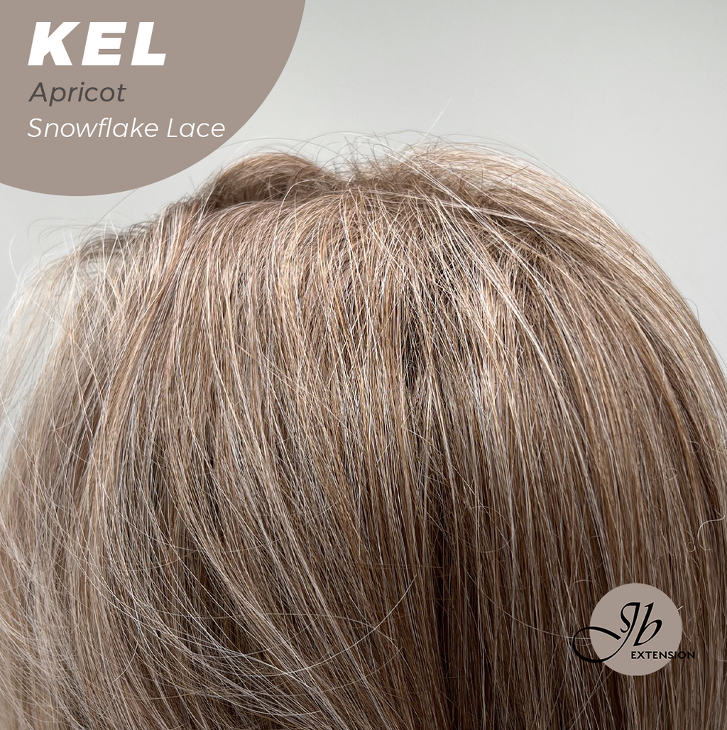 JBEXTENSION 22 Inches Apricot Pre-Cut Snowflake Lace Frontlace Glueless Wig KEL APRICOT【PERMATEASE】【BENDY EAR TABS】- M/L