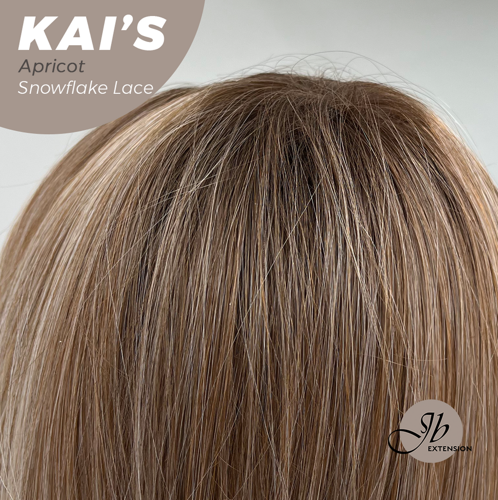 JBEXTENSION 18 Inches Apricot Pre-Cut Snowflake Lace Frontlace Glueless Wig KAI'S APRICOT【PERMATEASE】【BENDY EAR TABS】