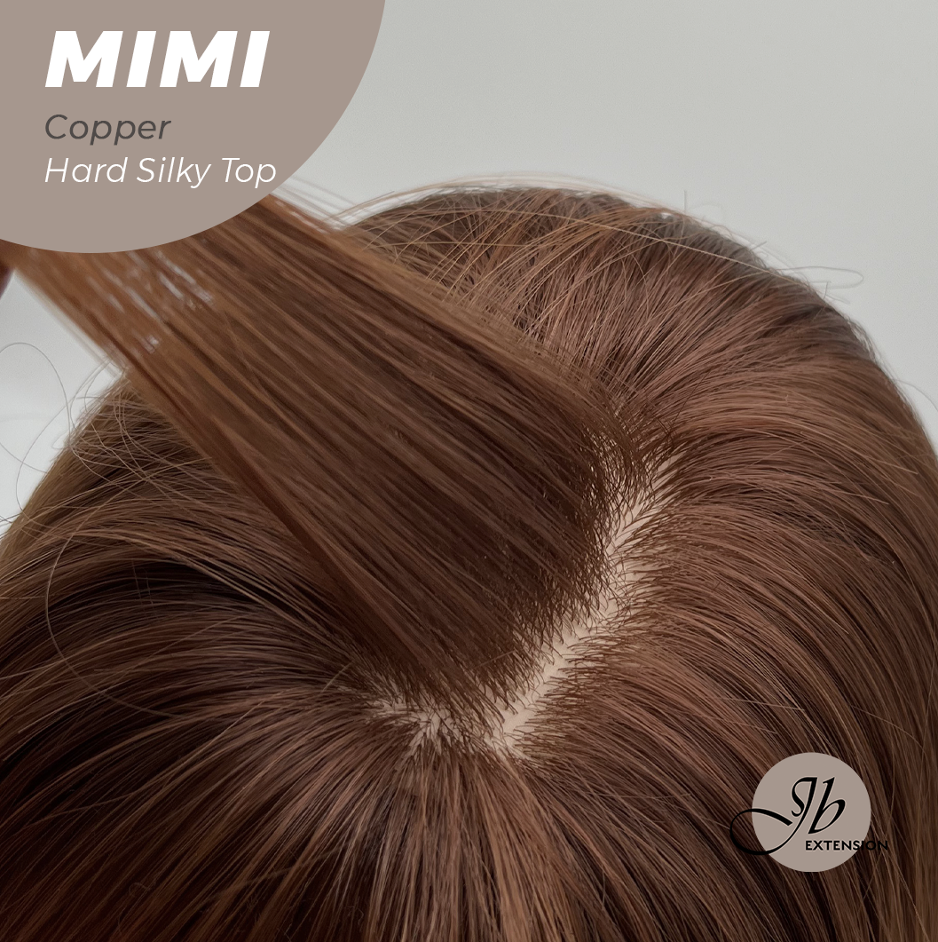 HOT OF SEASON - 16 Inches Scalpiana 3.5X4 Hard Silky Top Natural Scalp Effect Copper Body Wave Wig With Bangs Wig MIMI SILK TOP COPPER