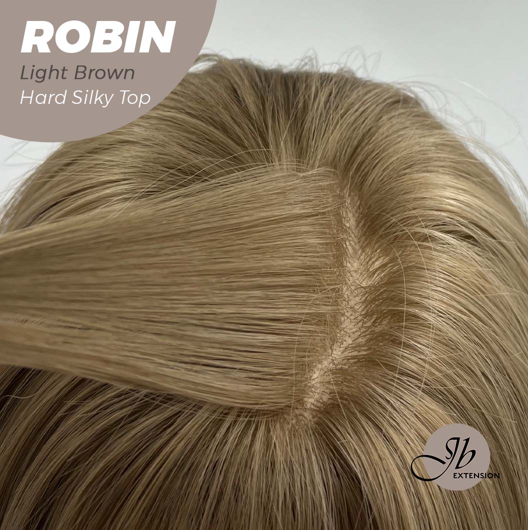 JBEXTENSION 22 Inches  Scalpiana Light Brown Wolf Cut 3.5X4 Hard Silky Top Natural Scalp Effect Wig ROBIN LIGHT BROWN