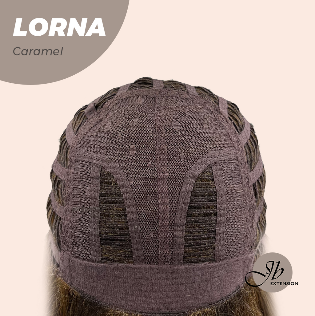 HOT OF SEASON -18 Inches Caramel Curly Women Fashion Full Machine Wig With Bangs LORNA CARAMEL【PLUS PERMATEASE】【BENDY EAR TABS】