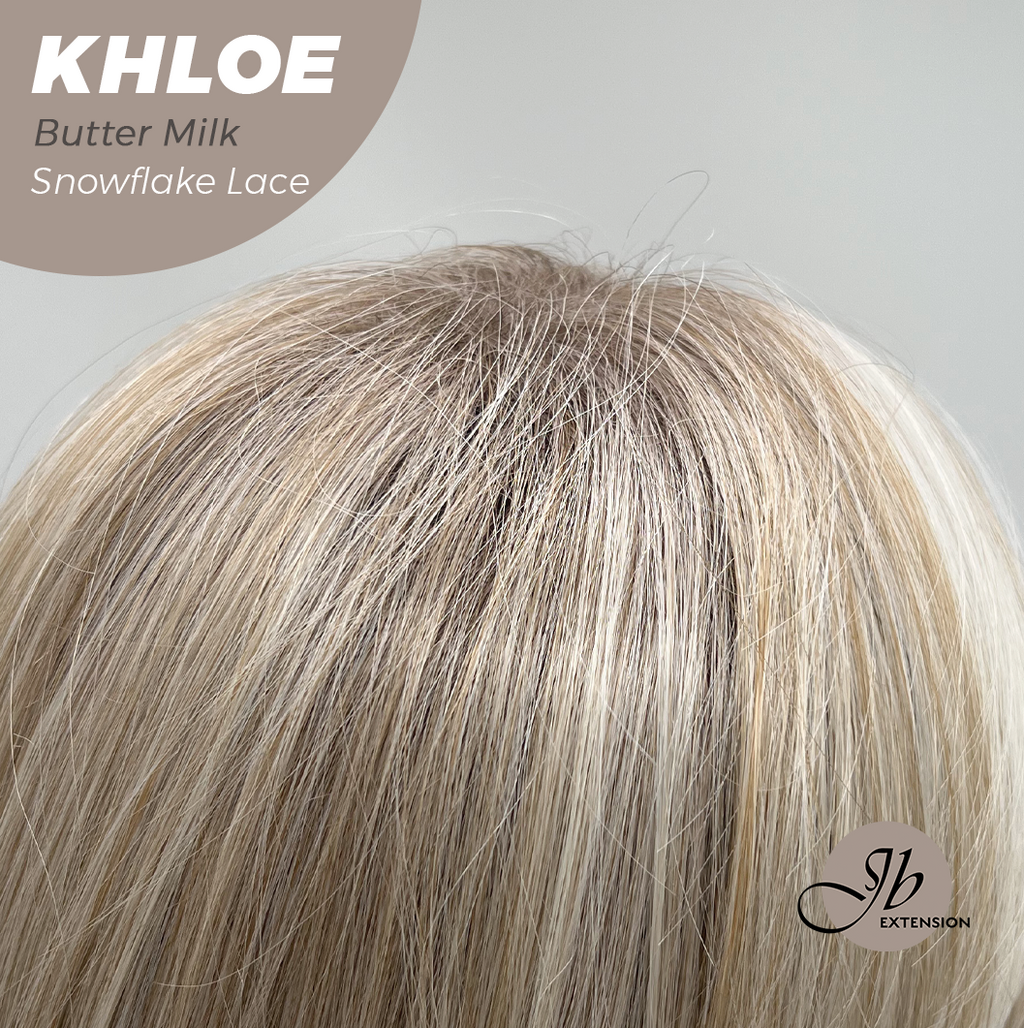 JBEXTENSION 12 Inches Bob Cut Butter Milk Pre-Cut Snowflake Lace Frontlace Glueless Wig KHLOE BUTTER MILK【PERMATEASE】【BENDY EAR TABS】- M/L