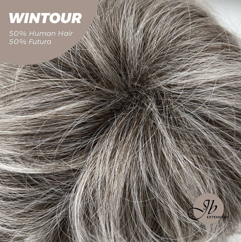 Olivia's Pick-Pixie Cut Silver Half Real Human Hair Half Futura Fiber Fashion Women Wig WINTOUR