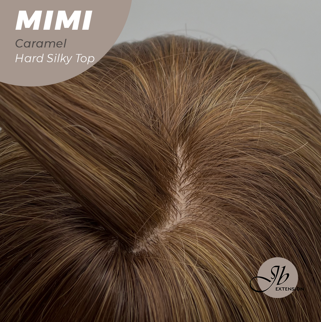 JBEXTENSION 16 Inches Scalpiana 3.5X4 Hard Silky Top Natural Scalp Effect Caramel Body Wave Wig With Bangs Wig MIMI SILK TOP CARAMEL