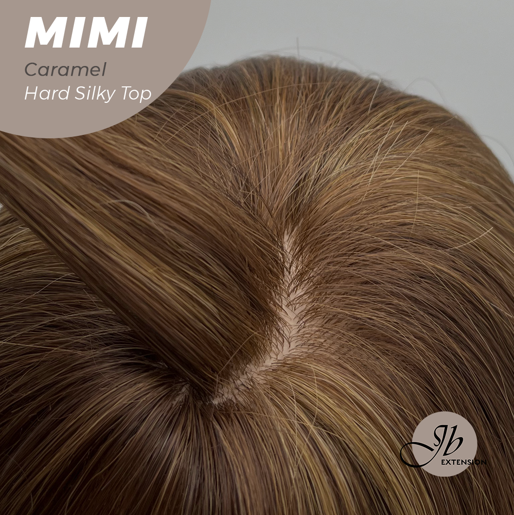 JBEXTENSION 16 Inches Scalpiana 3.5X4 Hard Silky Top Natural Scalp Effect Caramel Body Wave Wig With Bangs Wig MIMI SILK TOP CARAMEL