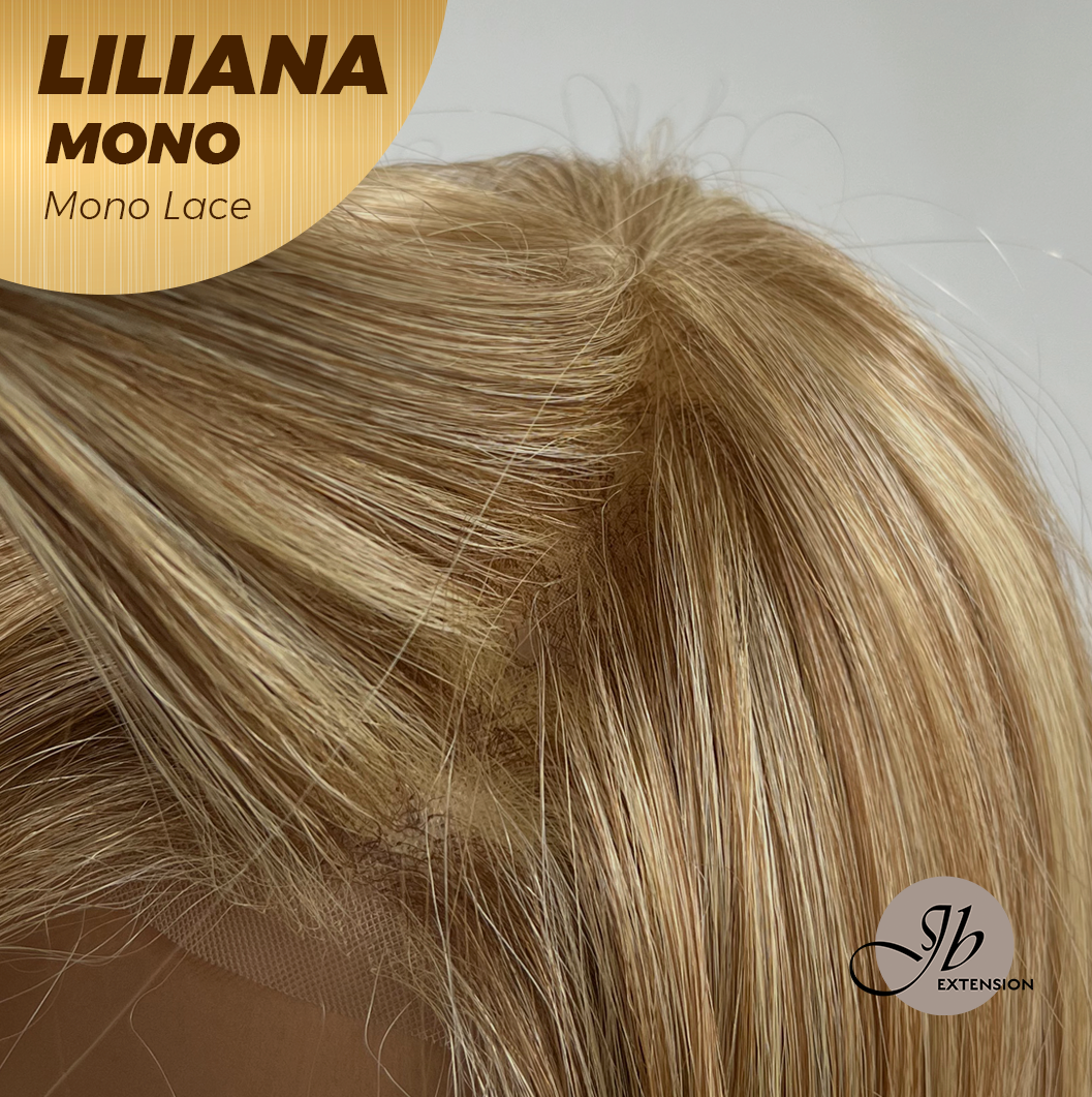 JBEXTENSION LILIANA MONO Full Monofilament Handmade Full Lace Full Hand Tied Wig 18 Inches Honey Blonde Mono Lace Handmade Futura Fiber Wig Glueless Wig LILIANA MONO【BENDY EAR TABS】