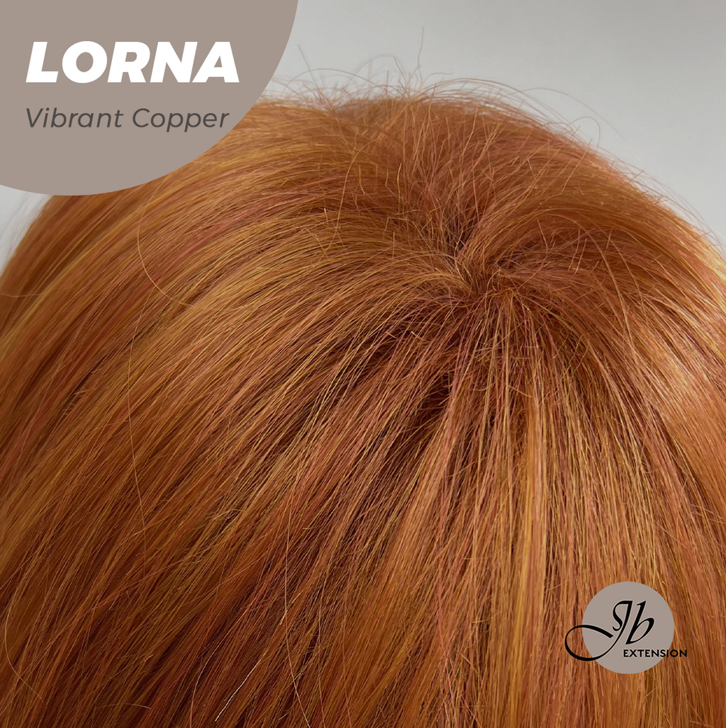 HOT OF SEASON - 18 Inches Vibrant Copper Curly Women Fashion Full Machine Wig With Bangs LORNA VIBRANT COPPER【PLUS PERMATEASE】【BENDY EAR TABS】
