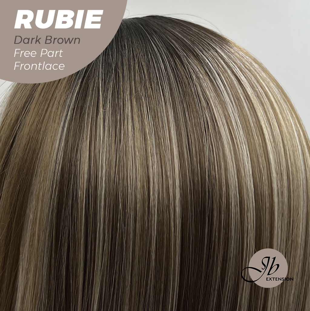 Get the Influencer Look with 30 Inches Dark Brown With Highlight Long Straight Fiber X-RUBIE DARK BROWN