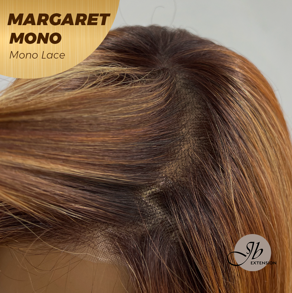 JBEXTENSION MARGARET MONO Monofilament Handmade Wig 6X5 Full Monofilament Hand Tied Top Wig 20 Inches Light Copper Mono Lace Handmade Futura Fiber Wig With Anti-slip Silicone Strips Glueless Wig MARGARET MONO【BENDY EAR TABS】