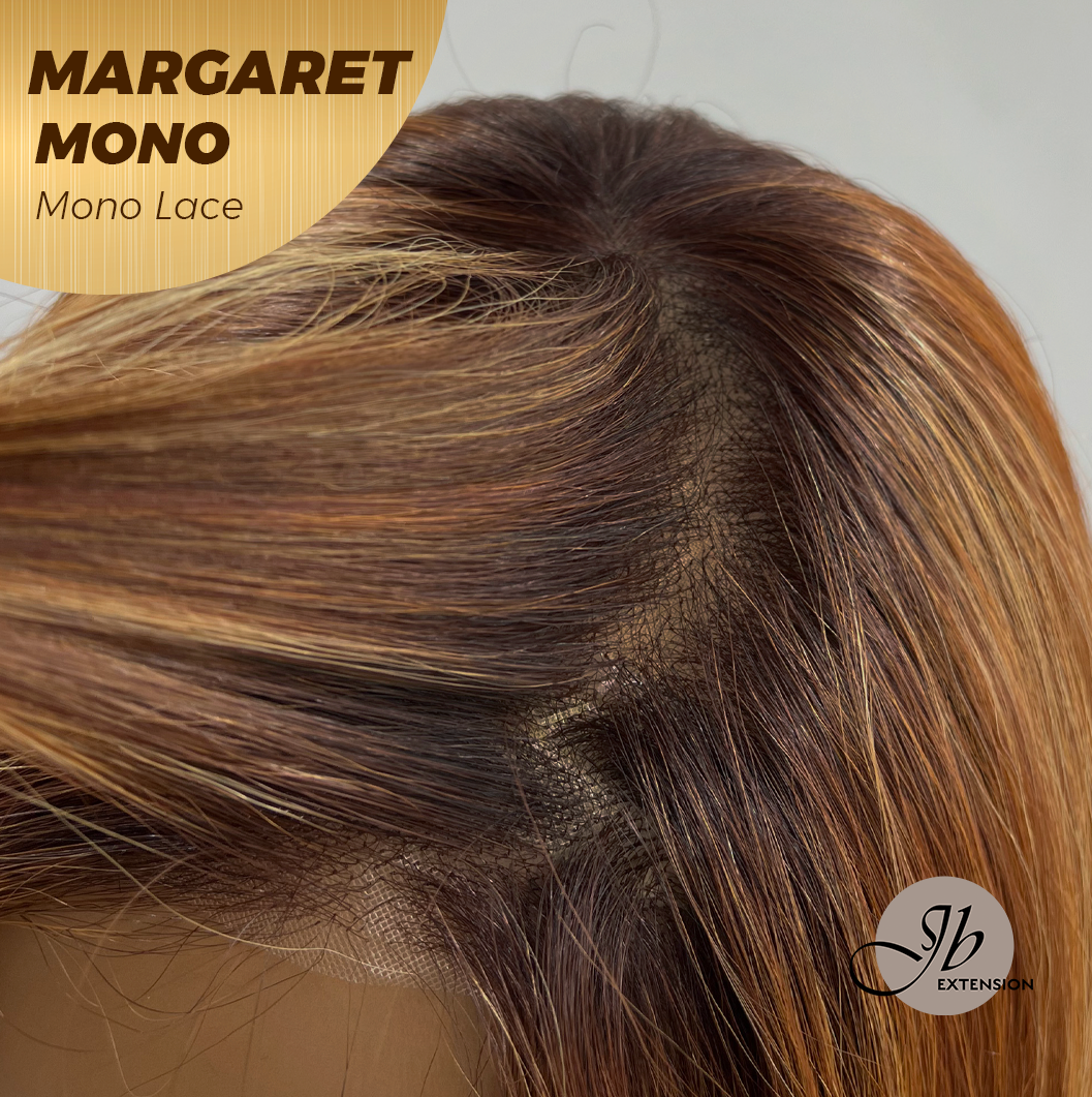 JBEXTENSION MARGARET MONO Monofilament Handmade Wig 6X5 Full Monofilament Hand Tied Top Wig 20 Inches Light Copper Mono Lace Handmade Futura Fiber Wig With Anti-slip Silicone Strips Glueless Wig MARGARET MONO【BENDY EAR TABS】